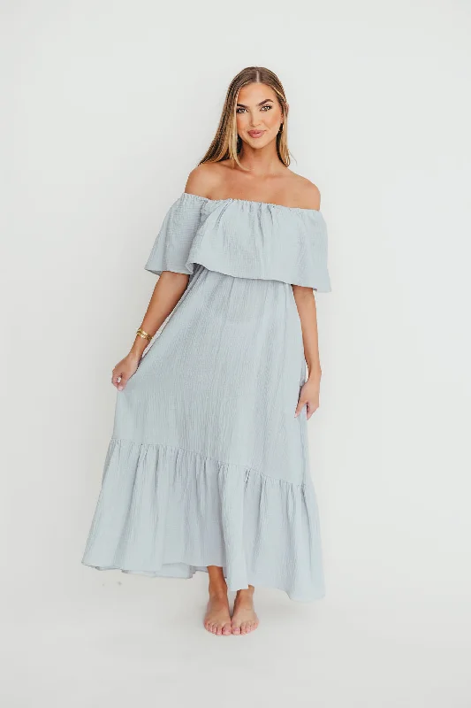 Midi dresses with pom - pom trims for a playful and festive look Josie 100% Cotton Maxi Dress in Cloud - Bump & Nursing Friendly Midi dresses with pom - pom trims for a playful and festive look Josie 100% Cotton Maxi Dress in Cloud - Bump & Nursing Friendly