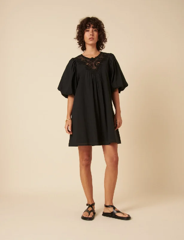 Strapless mini dresses for a beach vacation Black Tori Mini Smock Dress