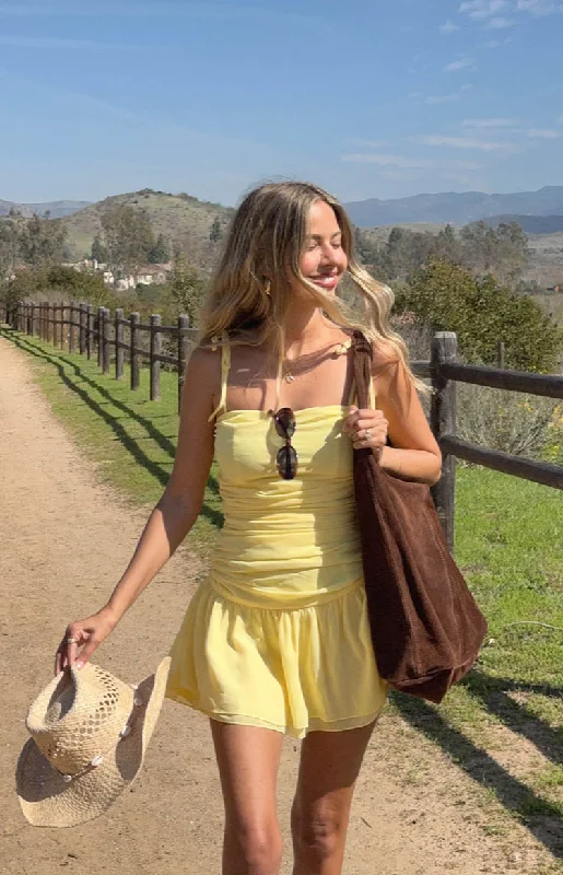 Mini dresses with halter necks for a stylish choice Milly Yellow Mini Dress