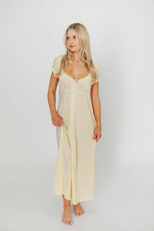 Midi dresses with V - necklines for a flattering and elongating effect Remi Pointelle Maxi Dress in Custard - Bump & Nursing Friendly Midi dresses with V - necklines for a flattering and elongating effect Remi Pointelle Maxi Dress in Custard - Bump & Nursing Friendly