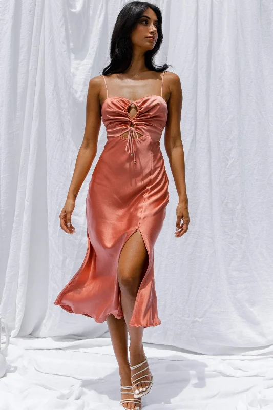 Midi dresses with polka dot prints for a playful summer outfit Date Night Drawstring Bust Midi Dress Rose Midi dresses with polka dot prints for a playful summer outfit Date Night Drawstring Bust Midi Dress Rose