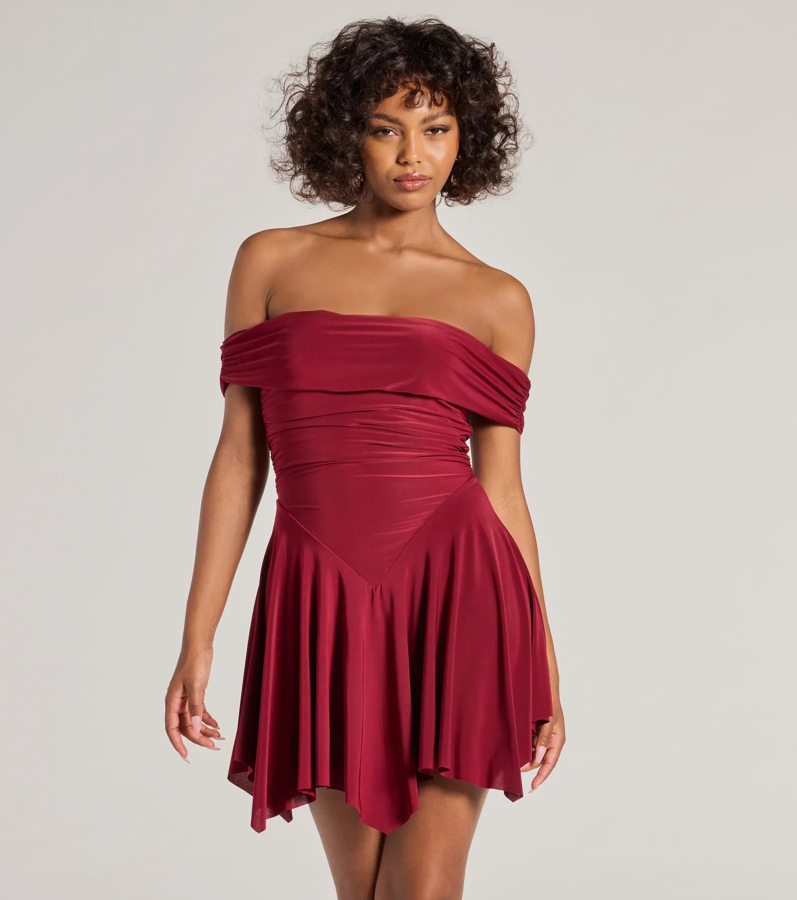 Mini dresses with belted waists for a defined silhouette Be With You Off-The-Shoulder Skater Dress Mini dresses with belted waists for a defined silhouette Be With You Off-The-Shoulder Skater Dress