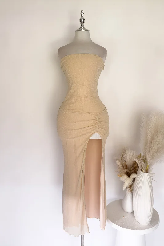 Midi dresses with pom - pom trims for a playful and festive look Mavis Maxi Dress - Beige Midi dresses with pom - pom trims for a playful and festive look Mavis Maxi Dress - Beige