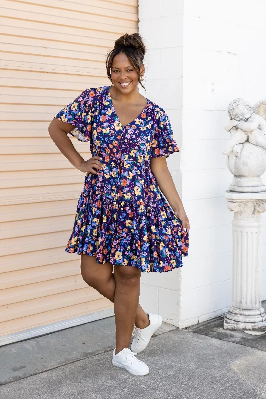 Mini dresses with asymmetric hems for a fashion - forward look Charlie Dress in Posie Mini dresses with asymmetric hems for a fashion - forward look Charlie Dress in Posie