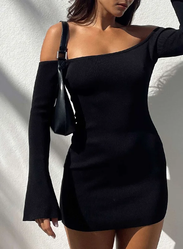 Mini dresses with abstract prints for an artistic look Parisa Long Sleeve Mini Dress Black