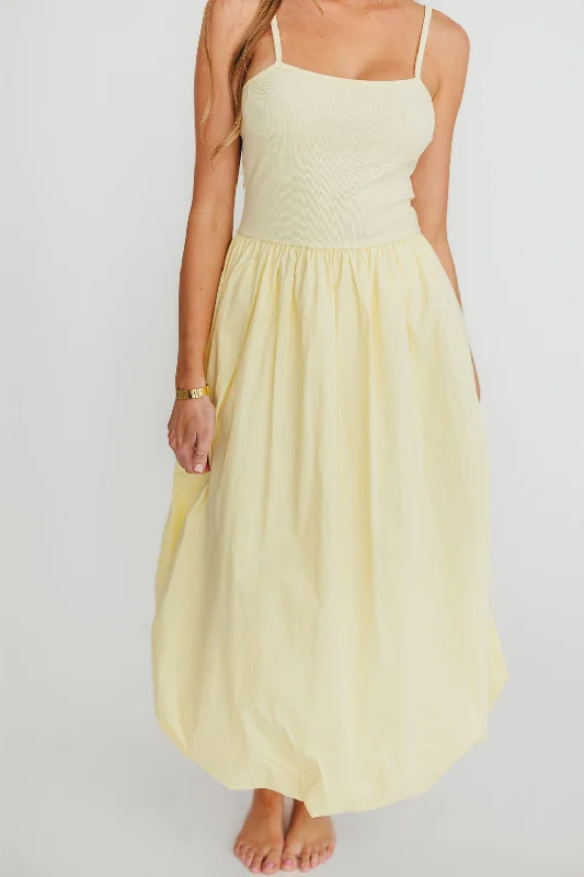 Midi dresses with belted waists to accentuate the figure Marisol Bubble Maxi Dress in Yellow Midi dresses with belted waists to accentuate the figure Marisol Bubble Maxi Dress in Yellow