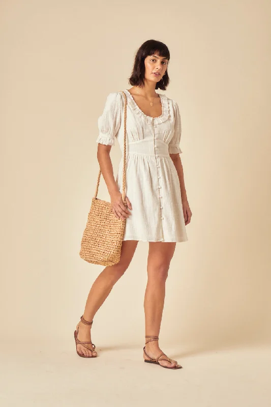 Mini dresses with V - necklines for a flattering shape White Flossie Mini Dress