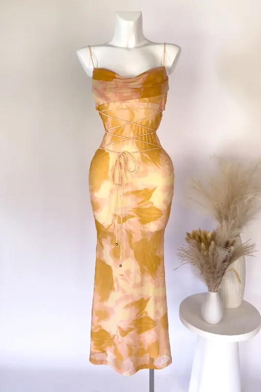 Midi dresses with wrap - around skirts for a customizable fit Blossom Maxi Dress - Yellow Midi dresses with wrap - around skirts for a customizable fit Blossom Maxi Dress - Yellow