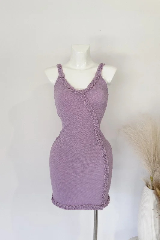 Midi dresses with denim fabric for a casual yet stylish day out Purple Mini Dress - SAMPLE SALE