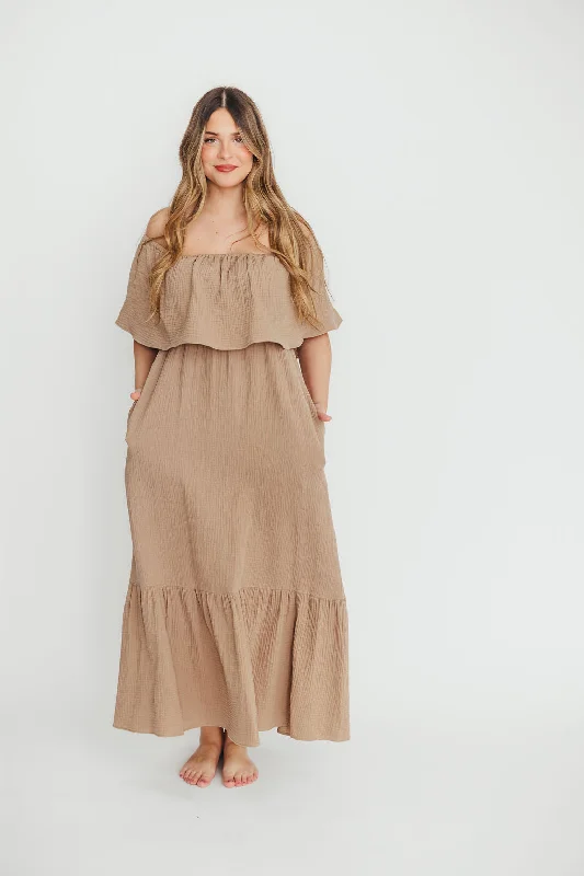 Midi dresses with ruched sleeves for a more fitted and stylish arm look Josie 100% Cotton Maxi Dress in Dry Thyme - Bump & Nursing Friendly Midi dresses with ruched sleeves for a more fitted and stylish arm look Josie 100% Cotton Maxi Dress in Dry Thyme - Bump & Nursing Friendly