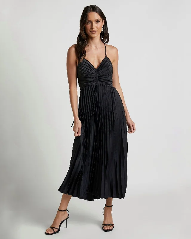 Midi dresses with patchwork patterns for a one - of - a - kind style BILL MIDI DRESS -BLACK Midi dresses with patchwork patterns for a one - of - a - kind style BILL MIDI DRESS -BLACK