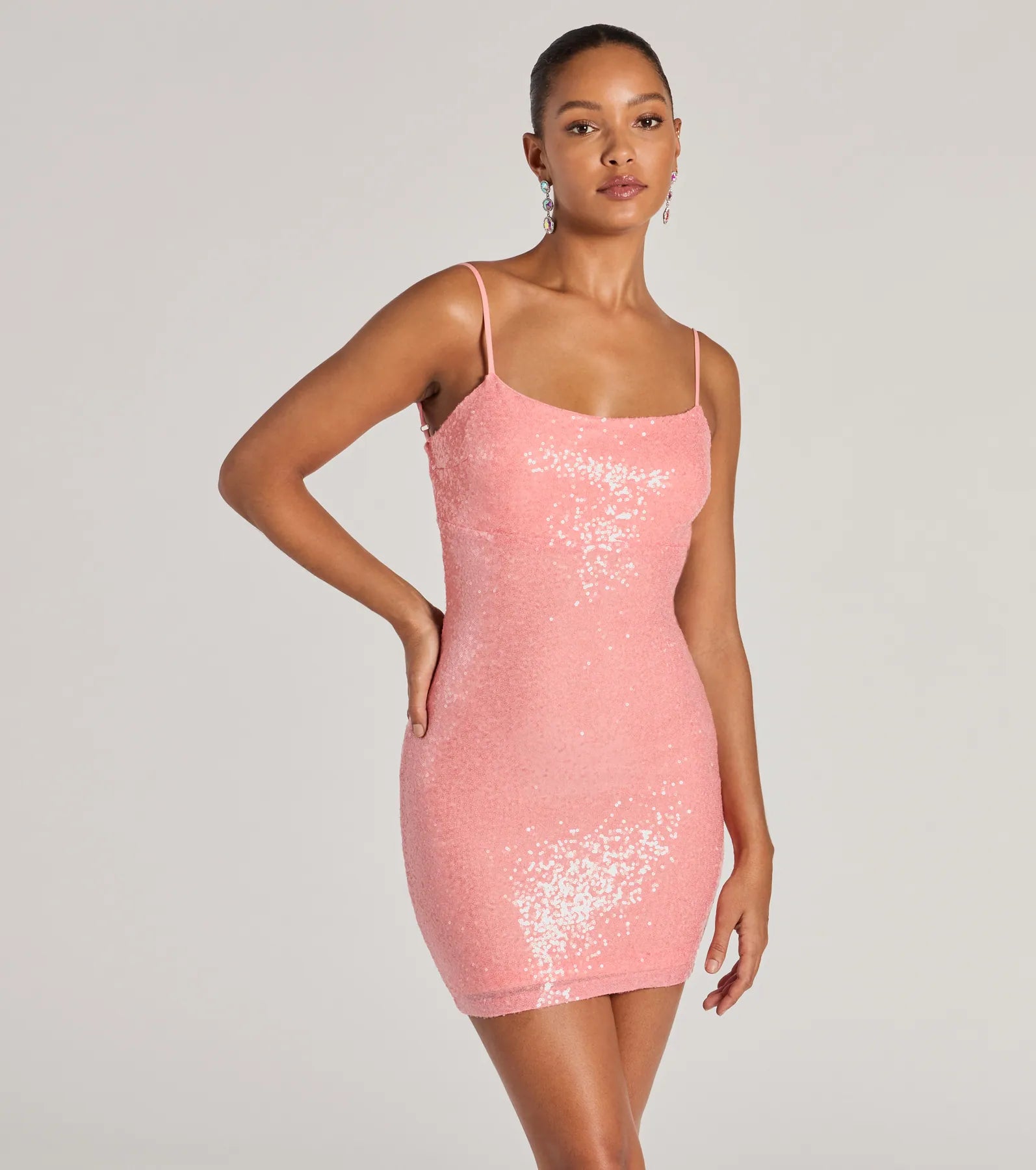 Mini dresses with pocket details for added functionality Maddie Strappy Back Bodycon Sequin Mini Dress Mini dresses with pocket details for added functionality Maddie Strappy Back Bodycon Sequin Mini Dress