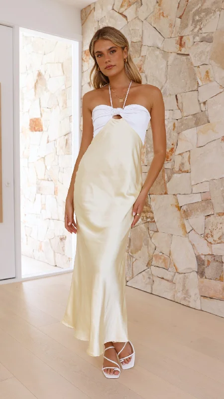 Midi dresses with halter necks for a stylish and comfortable option Latea Midi Dress - Yellow Midi dresses with halter necks for a stylish and comfortable option Latea Midi Dress - Yellow