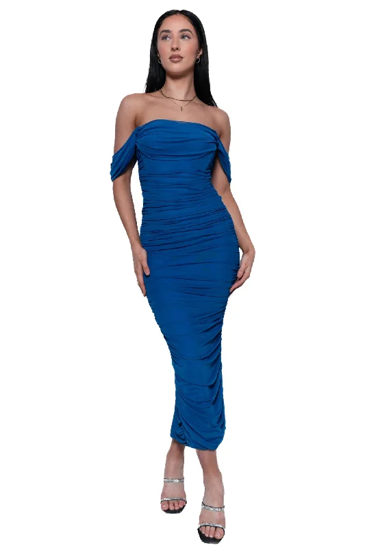 Midi dresses with sheer panels for a touch of allure Regan Maxi Dress - Cobalt Blue
