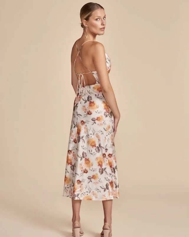 Wrap - style midi dresses in silk for a sophisticated office look BAE MAXI DRESS -ORANGE FLORAL Wrap - style midi dresses in silk for a sophisticated office look BAE MAXI DRESS -ORANGE FLORAL