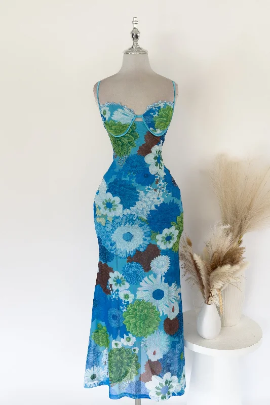 Midi dresses with one - shoulder designs for a modern and asymmetric style Ophelia Floral Maxi Dress - Blue Midi dresses with one - shoulder designs for a modern and asymmetric style Ophelia Floral Maxi Dress - Blue
