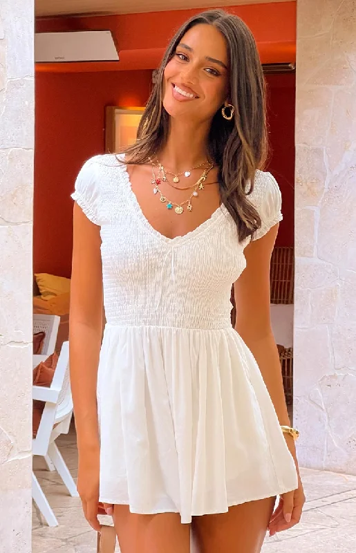 Sheer mini dresses with lace inserts Raldo White Playsuit
