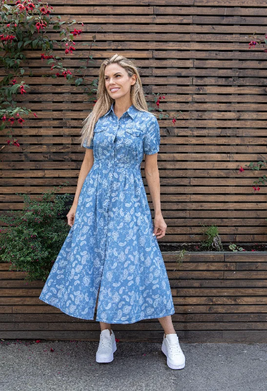 Midi dresses with button - front designs for a classic touch Paisley Denim Dress