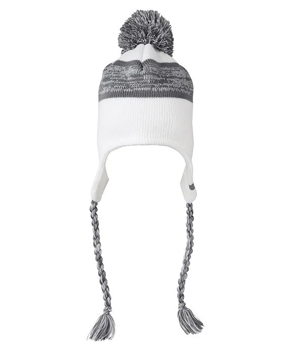 Women's pullover hoodie with a side slit for a modern and relaxed fit5007JA - J America Backcountry Knit Pom Hat | White