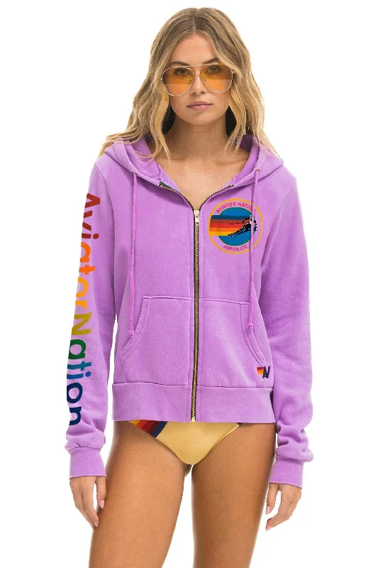 Women's pullover hoodie with a side slit for a modern and relaxed fitAVIATOR NATION ASPEN HOODIE - NEON PURPLE Women's pullover hoodie with a side slit for a modern and relaxed fitAVIATOR NATION ASPEN HOODIE - NEON PURPLE