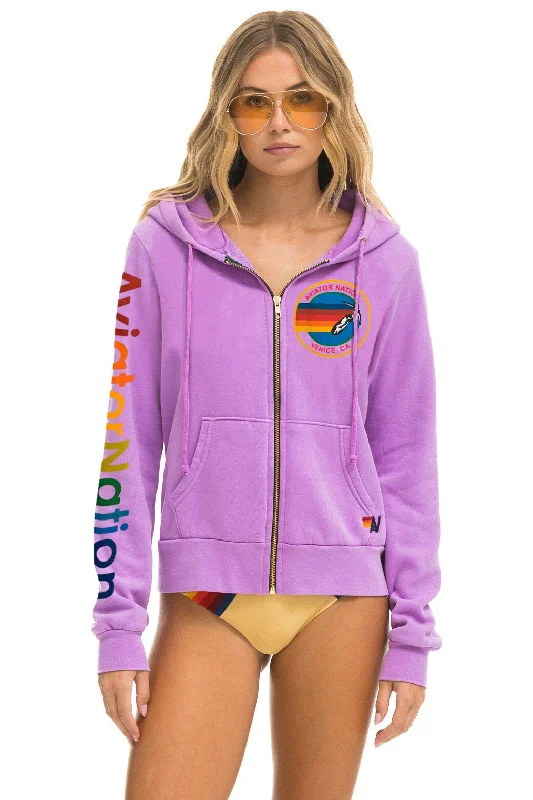 Women's color - block hoodie combining bold hues for a fashion - forward statementAVIATOR NATION HOODIE - NEON PURPLE