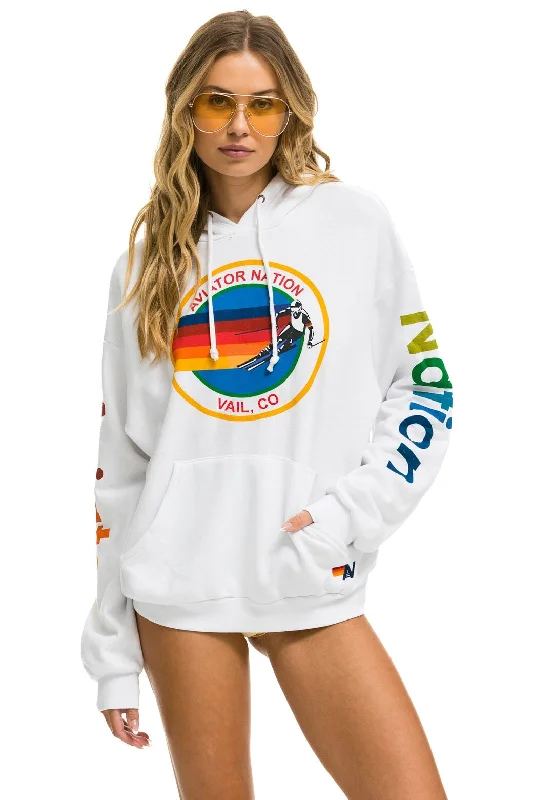 Women's zip - up sweatshirt in pastel blue for a soft and stylish outfitAVIATOR NATION VAIL RELAXED PULLOVER HOODIE - WHITE Women's zip - up sweatshirt in pastel blue for a soft and stylish outfitAVIATOR NATION VAIL RELAXED PULLOVER HOODIE - WHITE