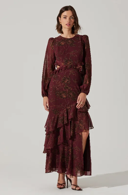 Halter Neck Women Dress to Show Off the Shoulders and NecklineBiella Ruffle Floral Maxi Dress Halter Neck Women Dress to Show Off the Shoulders and NecklineBiella Ruffle Floral Maxi Dress