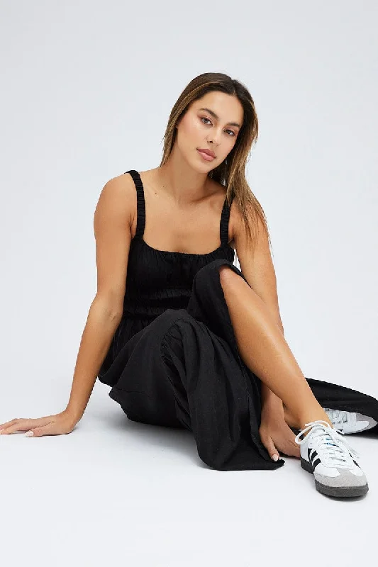 Mini Women Dress with a Short Hem for a Young and Trendy StyleBlack Maxi Dress Sleeveless Linen Blend Mini Women Dress with a Short Hem for a Young and Trendy StyleBlack Maxi Dress Sleeveless Linen Blend