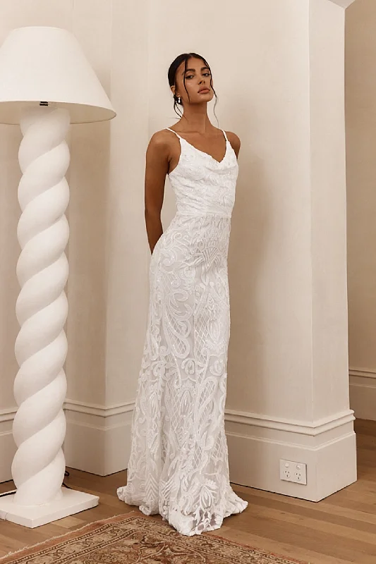 Halter Neck Women Dress to Show Off the Shoulders and NecklineCezanne Sequin Cowl Neck Maxi Dress White Halter Neck Women Dress to Show Off the Shoulders and NecklineCezanne Sequin Cowl Neck Maxi Dress White