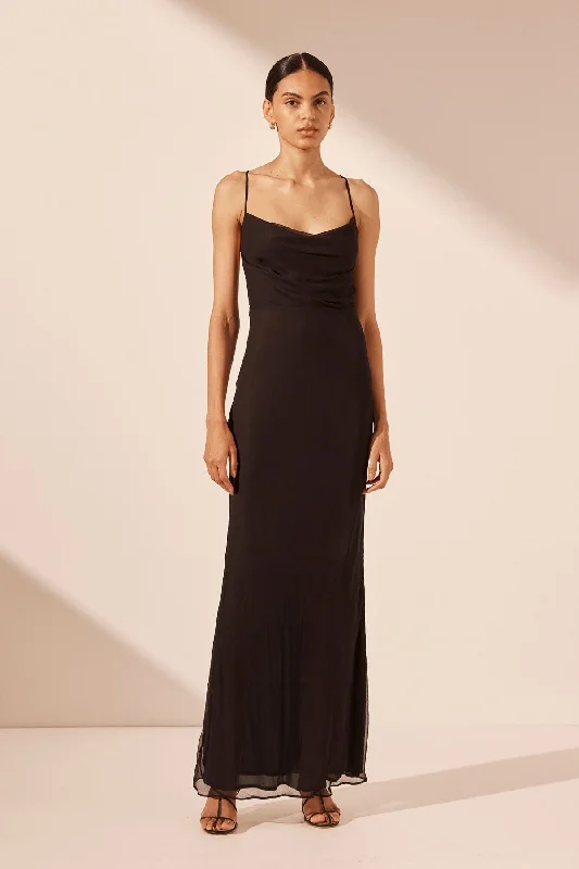 Backless Women Dress for a Sexy and Alluring Look at Evening EventsCLAUDE LACE BACK BIAS MAXI DRESS - BLACK Backless Women Dress for a Sexy and Alluring Look at Evening EventsCLAUDE LACE BACK BIAS MAXI DRESS - BLACK