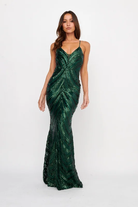 Long - Sleeve Women Dress in Velvet for a Luxurious Winter LookDalila Open Tied Back Sequin Maxi Dress Hunter Long - Sleeve Women Dress in Velvet for a Luxurious Winter LookDalila Open Tied Back Sequin Maxi Dress Hunter