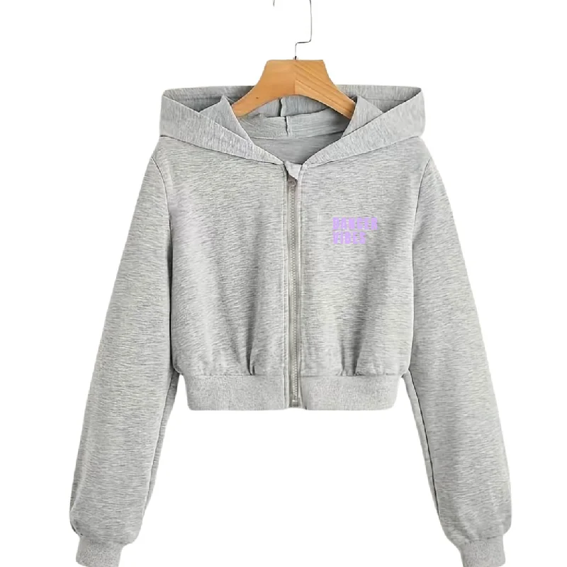 Women's graphic - printed sweatshirt featuring floral patterns for a feminine touch“Dancer Vibes” Cropped Zip Up Women's graphic - printed sweatshirt featuring floral patterns for a feminine touch“Dancer Vibes” Cropped Zip Up