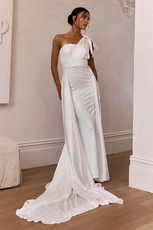 Mermaid - Style Women Dress with a Fitted Silhouette for Special OccasionsFrancene Two Piece Sequin Maxi Dress White Mermaid - Style Women Dress with a Fitted Silhouette for Special OccasionsFrancene Two Piece Sequin Maxi Dress White