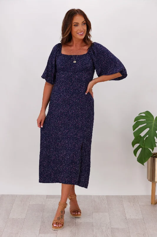 Strapless Women Dress with a Built - in Bra for Comfort and SupportGloss by Shine On Tilly Bust Panel Dress Midnight Pink Spot Strapless Women Dress with a Built - in Bra for Comfort and SupportGloss by Shine On Tilly Bust Panel Dress Midnight Pink Spot