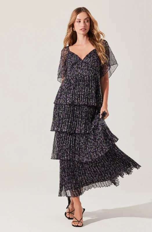 Lace - Embellished Women Dress for an Elegant and Sophisticated AppearanceGracelynn Pleated Tiered Maxi Dress Lace - Embellished Women Dress for an Elegant and Sophisticated AppearanceGracelynn Pleated Tiered Maxi Dress