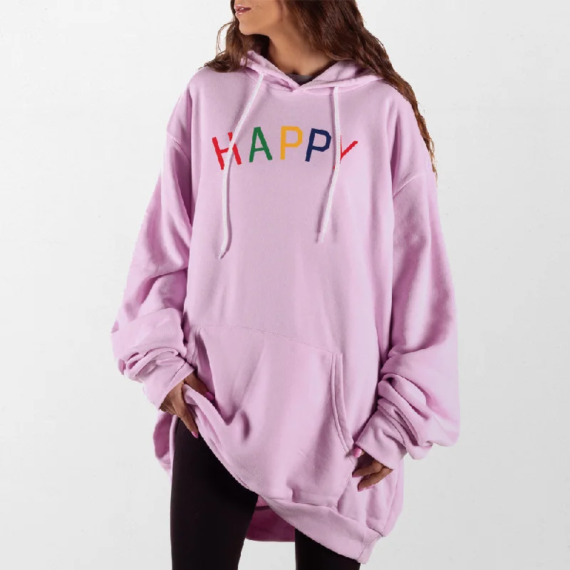 Women's oversized cropped hoodie with drawstrings for a trendy lookHappy Giant Hoodie Women's oversized cropped hoodie with drawstrings for a trendy lookHappy Giant Hoodie