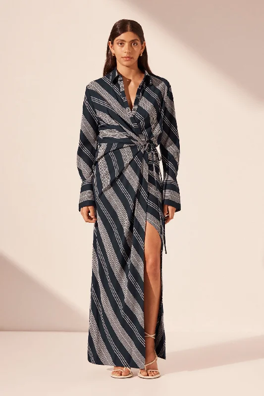 Backless Women Dress for a Sexy and Alluring Look at Evening EventsHARLOW DRAPED SHIRT MAXI DRESS Backless Women Dress for a Sexy and Alluring Look at Evening EventsHARLOW DRAPED SHIRT MAXI DRESS