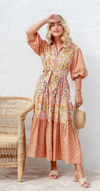 Plus Size Women Dress with a Flattering A - Line Cut for Comfort and StyleJoop & Gypsy Sheron Collar Dress Floral Plus Size Women Dress with a Flattering A - Line Cut for Comfort and StyleJoop & Gypsy Sheron Collar Dress Floral