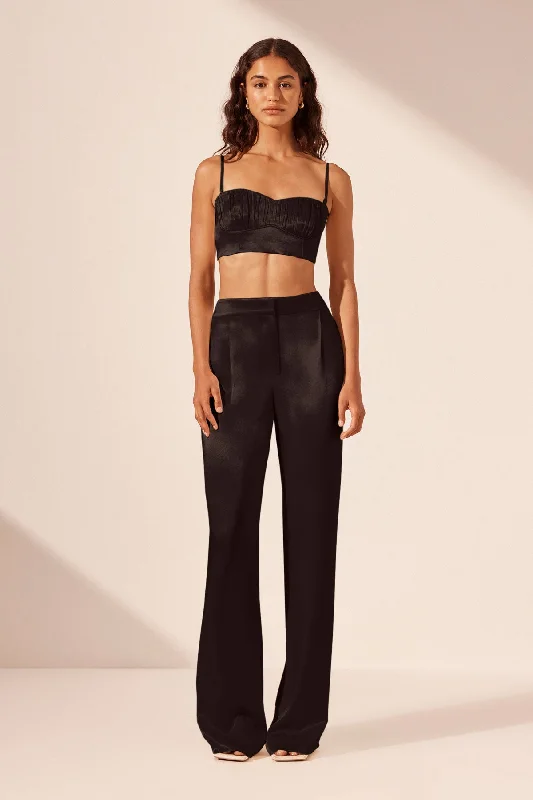 Little Black Women Dress with Sequins for a Glamorous Night OutLA LUNE MID RISE STRAIGHT LEG PANT - BLACK