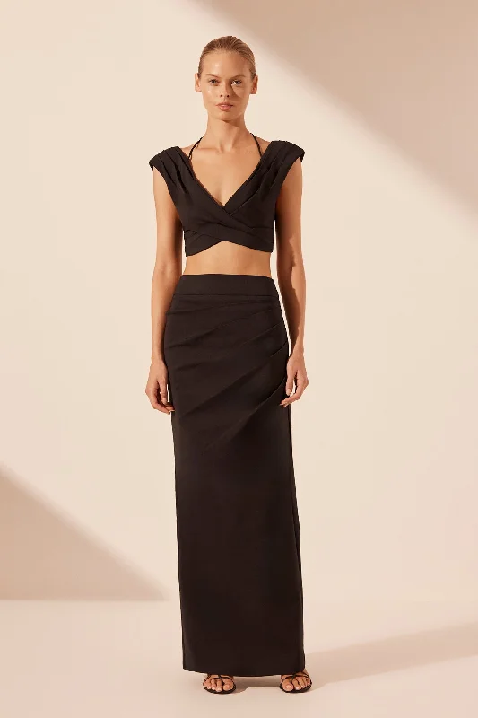 Mini Women Dress with a Short Hem for a Young and Trendy StyleLANI DRAPED MAXI SKIRT - BLACK Mini Women Dress with a Short Hem for a Young and Trendy StyleLANI DRAPED MAXI SKIRT - BLACK