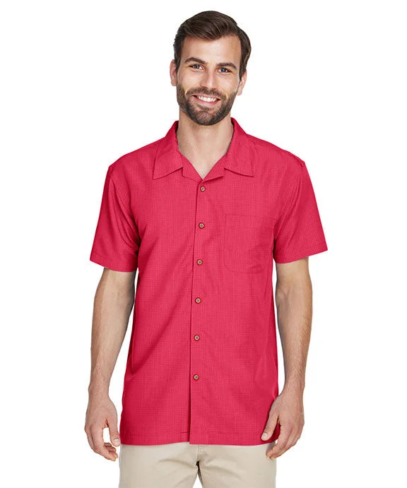 Women's quarter - zip sweatshirt made of organic cotton for eco - conscious fashionM560 - Harriton Mens Barbados Textured Camp Shirt | Parrot Red Women's quarter - zip sweatshirt made of organic cotton for eco - conscious fashionM560 - Harriton Mens Barbados Textured Camp Shirt | Parrot Red