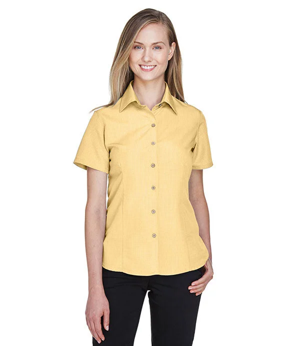Women's mock - neck sweatshirt made of moisture - wicking material for fitness useM560W - Harriton Ladies Barbados Textured Camp Shirt | Pineapple Women's mock - neck sweatshirt made of moisture - wicking material for fitness useM560W - Harriton Ladies Barbados Textured Camp Shirt | Pineapple