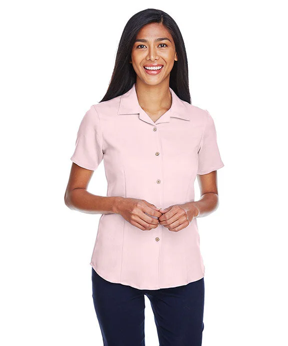 Women's crew - neck sweatshirt in a heather gray shade for a classic and versatile optionM570W - Harriton Ladies Bahama Cord Camp Shirt | Blush Women's crew - neck sweatshirt in a heather gray shade for a classic and versatile optionM570W - Harriton Ladies Bahama Cord Camp Shirt | Blush