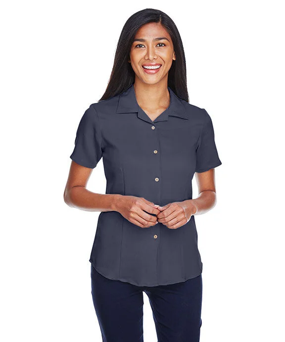 Women's fleece - lined hoodie with thumbholes for warmth in winterM570W - Harriton Ladies Bahama Cord Camp Shirt | Navy Women's fleece - lined hoodie with thumbholes for warmth in winterM570W - Harriton Ladies Bahama Cord Camp Shirt | Navy