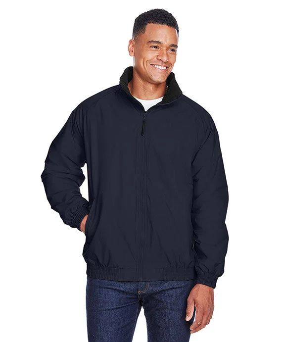 Women's zip - front sweatshirt with contrast stitching for a sporty aestheticM740 - Harriton Adult Fleece-Lined Nylon Jacket | Navy/Black Women's zip - front sweatshirt with contrast stitching for a sporty aestheticM740 - Harriton Adult Fleece-Lined Nylon Jacket | Navy/Black