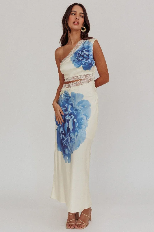 Lace - Embellished Women Dress for an Elegant and Sophisticated AppearanceMahli One-Shoulder Cut-Out Maxi Dress Ivory Lace - Embellished Women Dress for an Elegant and Sophisticated AppearanceMahli One-Shoulder Cut-Out Maxi Dress Ivory
