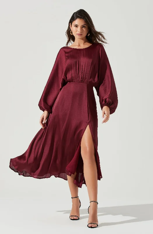 Maxi Women Dress with Floral Print for a Bohemian VibeMarin Dolman Sleeve Midi Dress