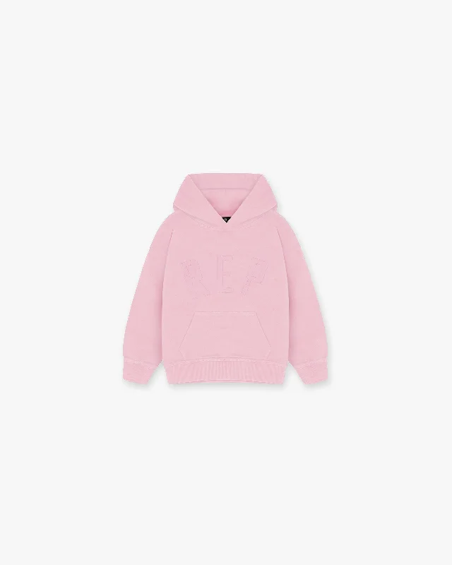 Women's sweatshirt with a mesh panel insert for breathability during workoutsMini Rep Applique Hoodie - Candy Pink Women's sweatshirt with a mesh panel insert for breathability during workoutsMini Rep Applique Hoodie - Candy Pink