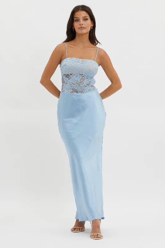 Sleeveless Women Dress in Bright Colors for Summer PartiesMoon Magic Floral Bodice Dress Blue Sleeveless Women Dress in Bright Colors for Summer PartiesMoon Magic Floral Bodice Dress Blue