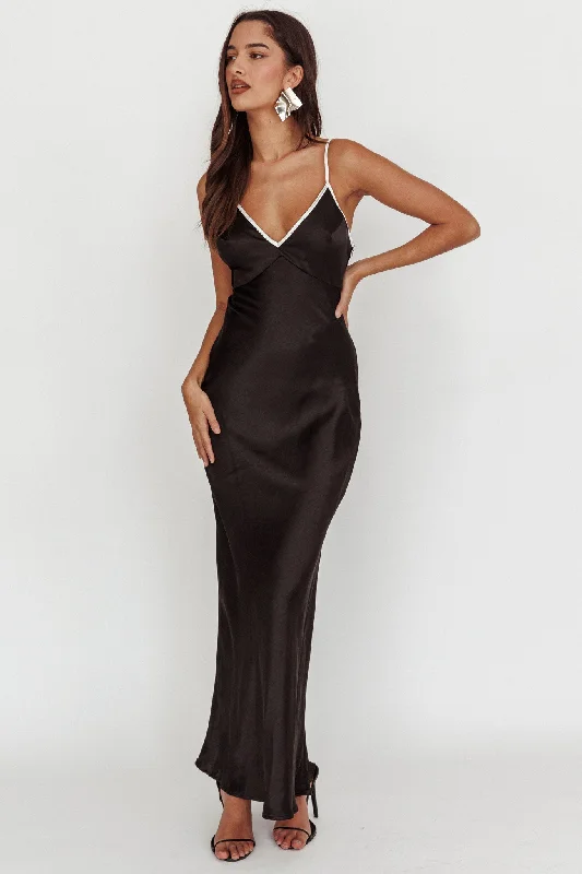 Lace - Embellished Women Dress for an Elegant and Sophisticated AppearanceOdyssey Contrast Satin Maxi Slip Dress Black Lace - Embellished Women Dress for an Elegant and Sophisticated AppearanceOdyssey Contrast Satin Maxi Slip Dress Black